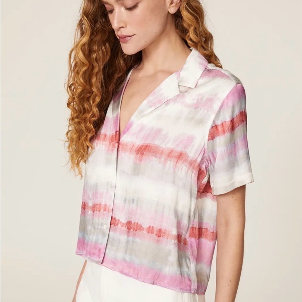 Rails tie dye poly silk blouse short sleeve size Small